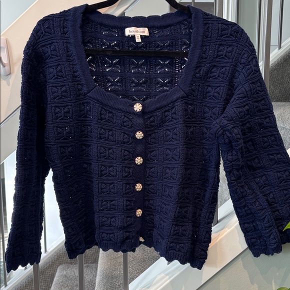 Heartloom Sweaters - HEARTLOOM Navy Knit Cardigan with Decorative Buttons